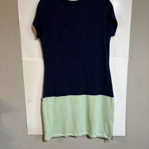 Lands End Canvas Sheath T-shirt Dress Medium Navy Mint Coastal Nautical - Picture 9 of 9